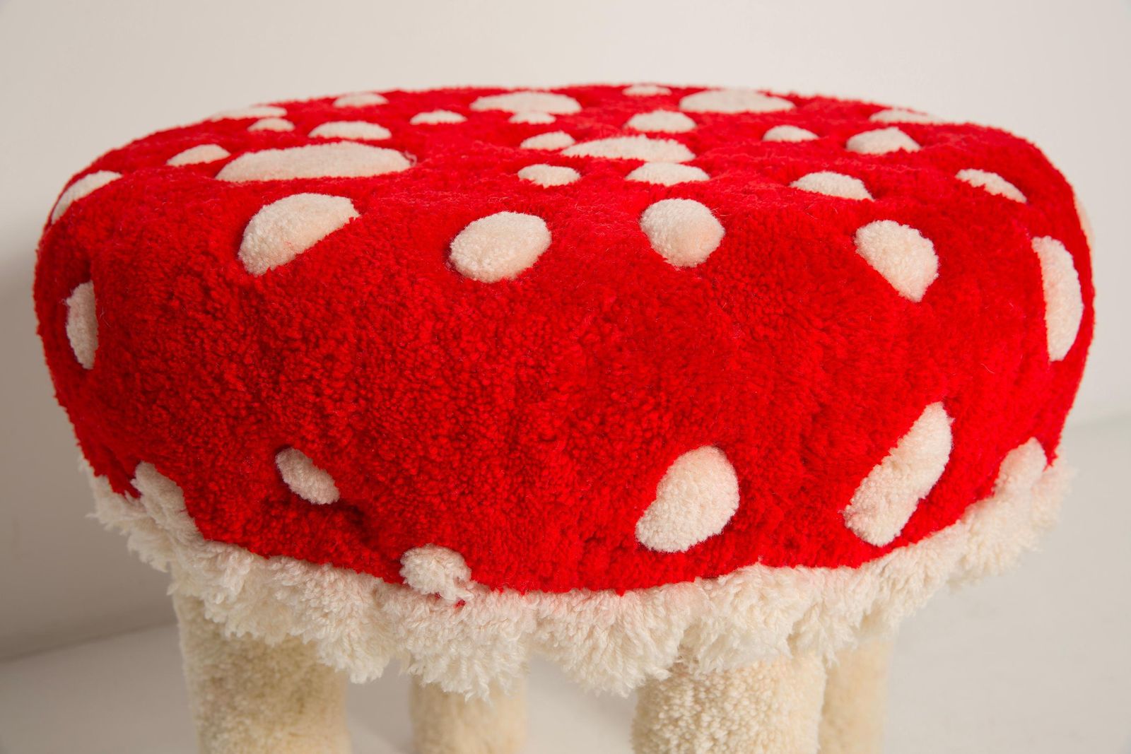 Mid Century Hand Tufting Mushroom Wool Stool, Europe, 1960s photo buy