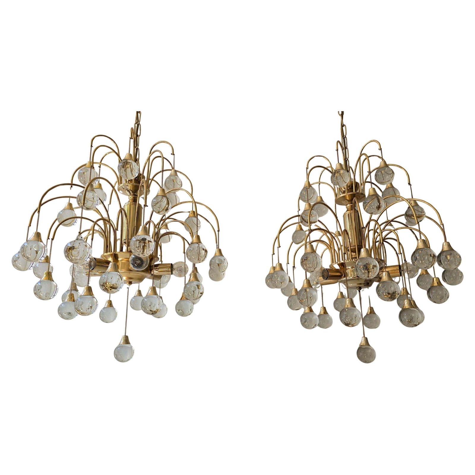Italian Brass And Glass Drop Chandelier, Hollywood Regency Style – Circa 1970 photo furniture