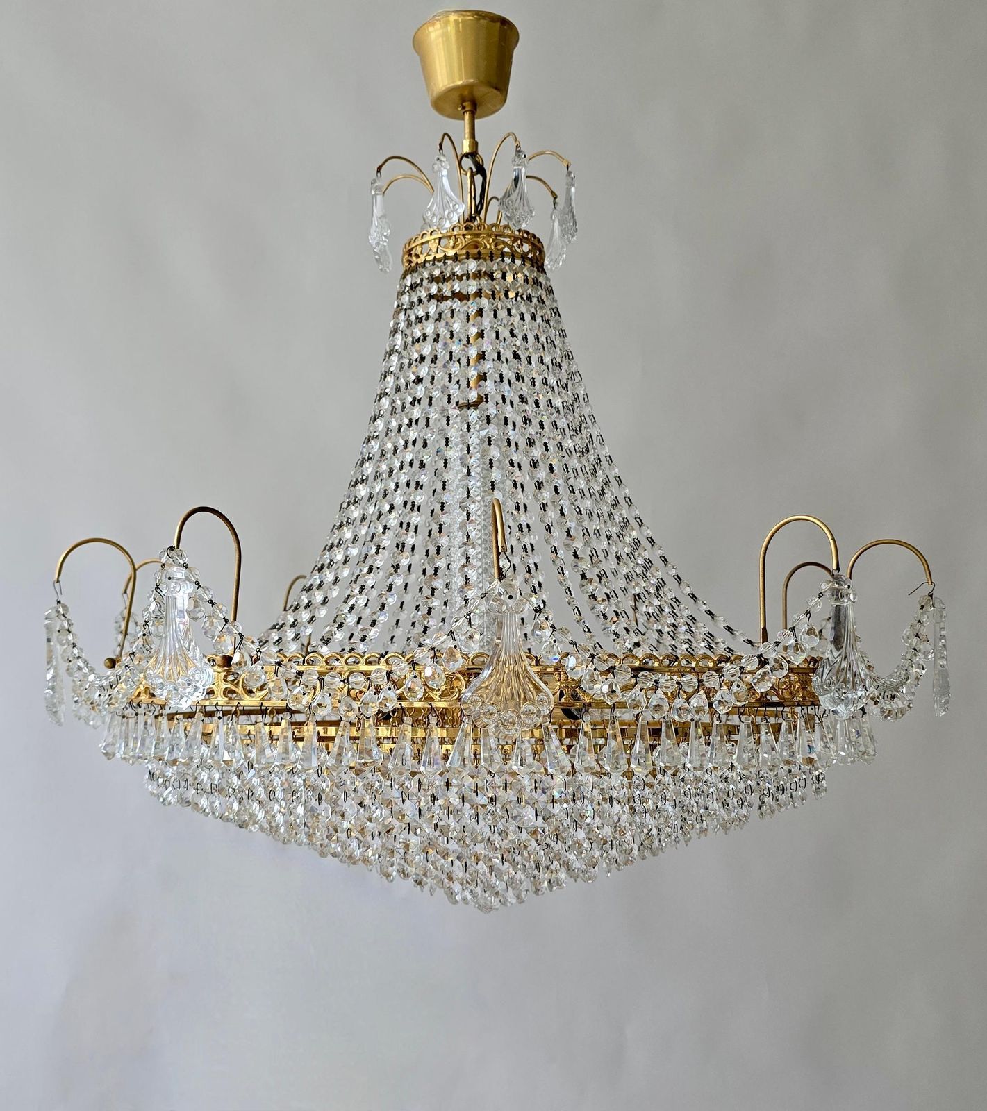 photo furniture Magnificent Antique Empire Style Crystal Chandelier, France, Circa 1900–1920
