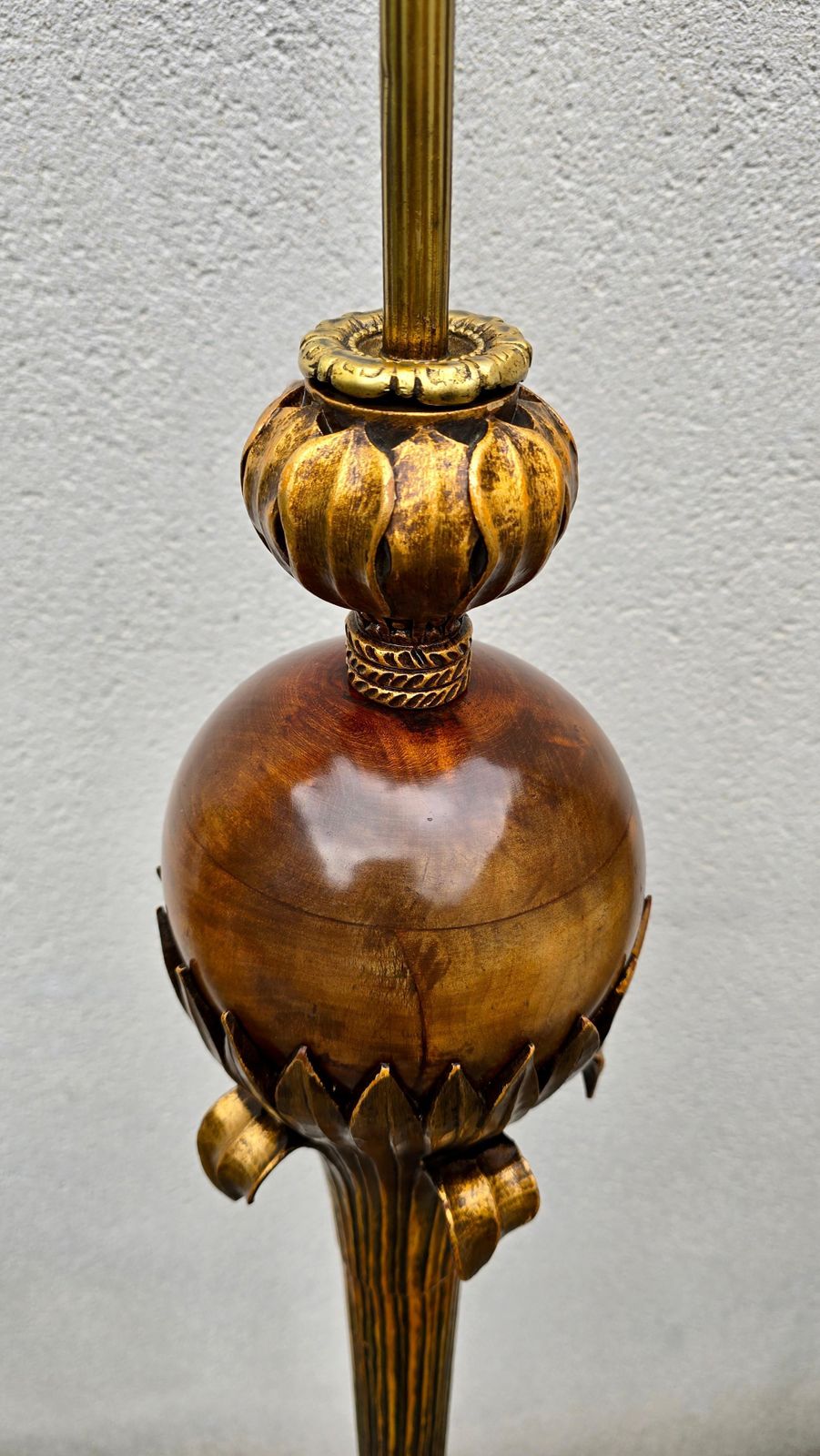 Gilded Wood Floor Lamp By Alfred Chambon, 1930s photo vintage