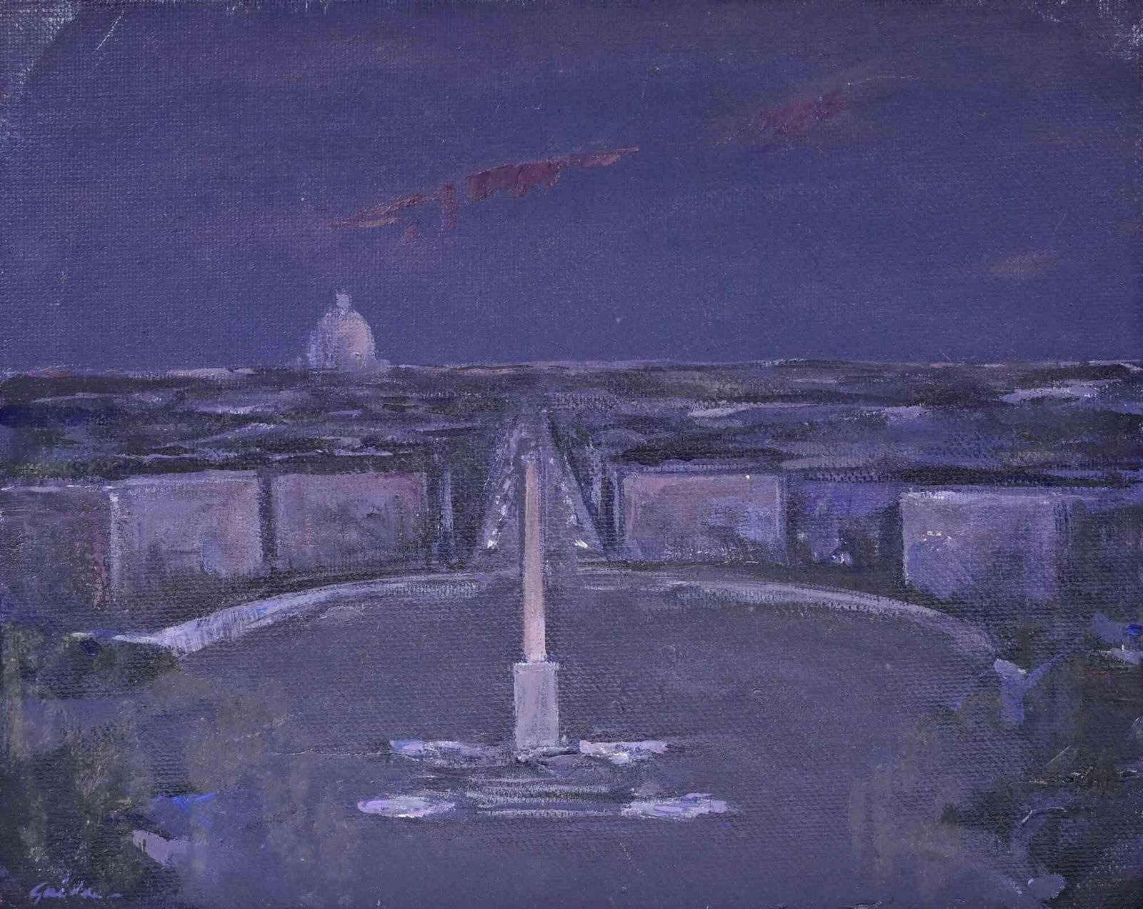 Gino Guidaview Of Piazza Del Popolo (Rome)   Paint By Gino Guida   1980s1980s
