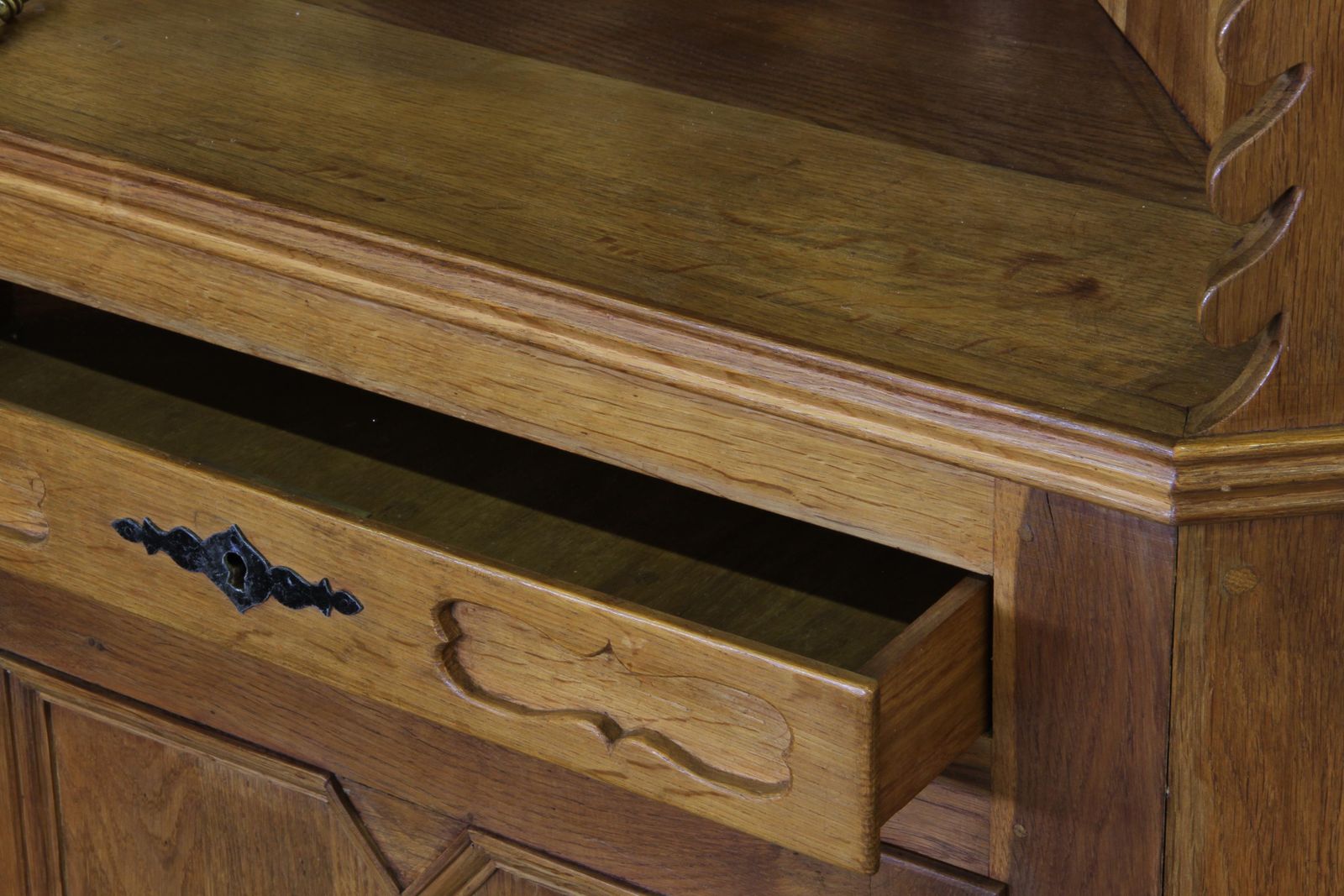 Furniture Vintage 1960s Corner Cabinet In Solid Oak Style Of Kjærnulf, Danish Modern photo
