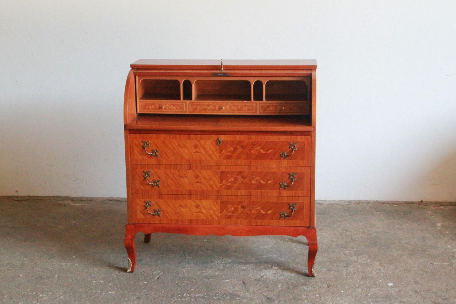 Danish Edmund Jørgensen Mid 20th Century Secretary Marquetry Cylinder Des photo for sale