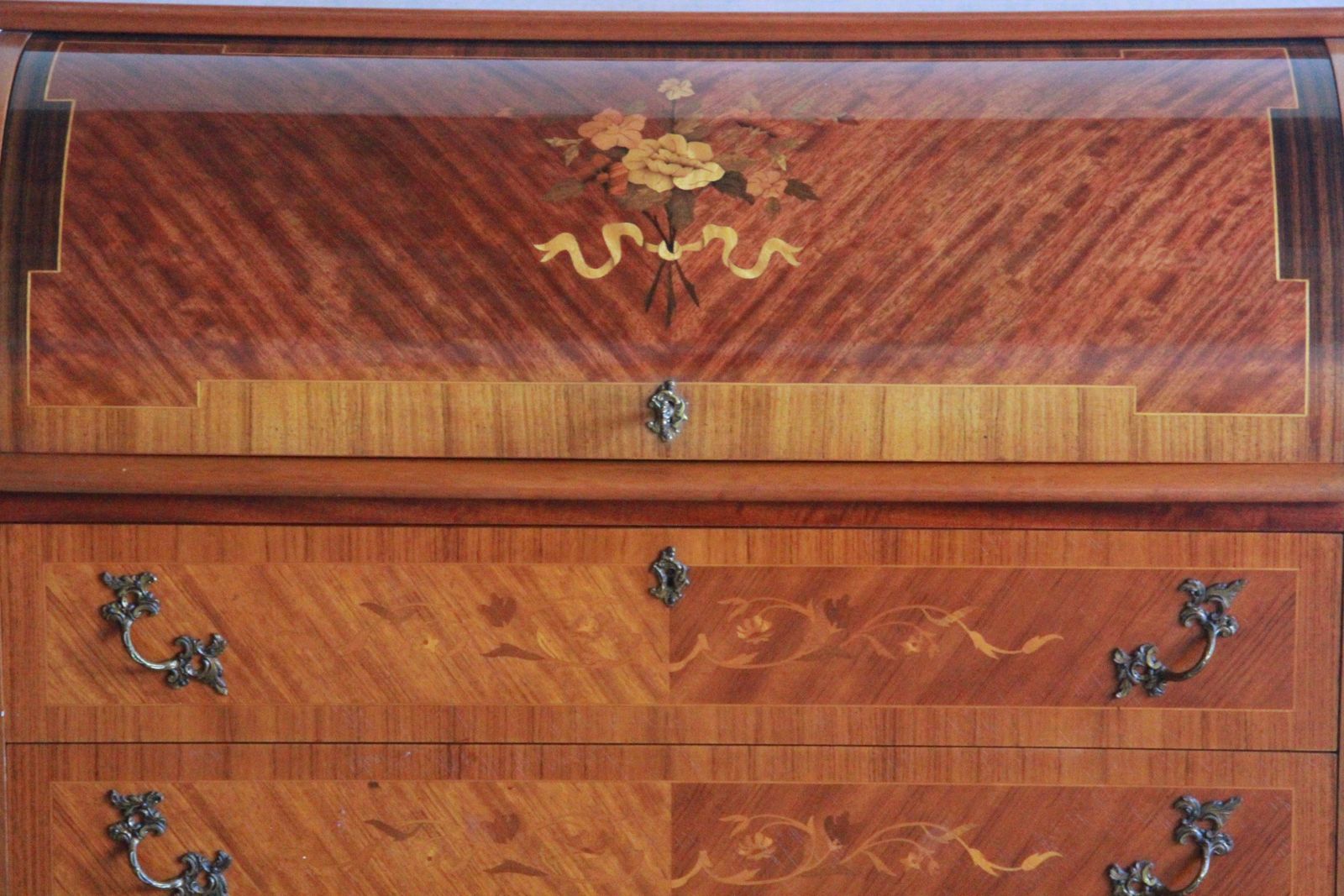 Danish Edmund Jørgensen Mid 20th Century Secretary Marquetry Cylinder Des photo buy