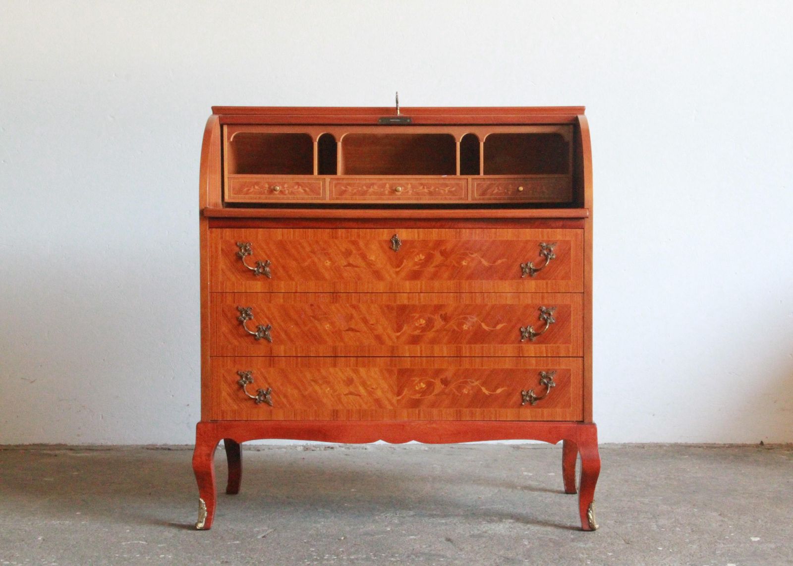 photo buy Danish Edmund Jørgensen Mid 20th Century Secretary Marquetry Cylinder Des