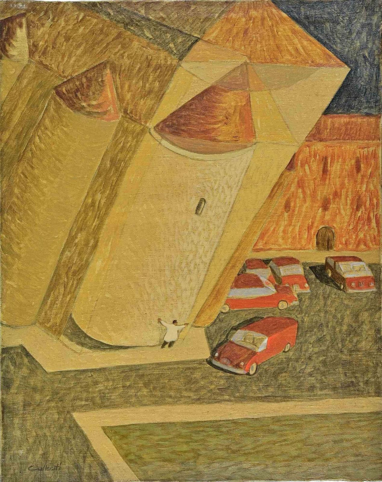 Alberto Galleratithe Collapsing Church   Paint By Alberto Gallerati   1970s1970s