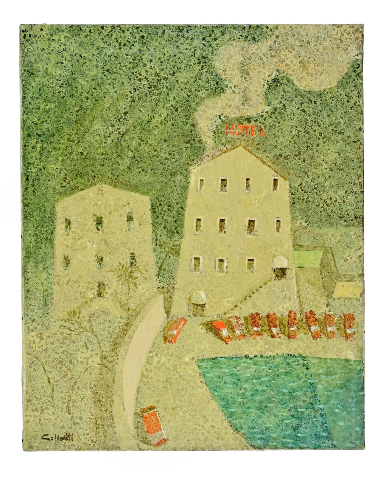 Alberto Galleratithe Hotel That Works, The Hotel That...  Paint By Alberto Gallerati   1970s1970s photo for sale
