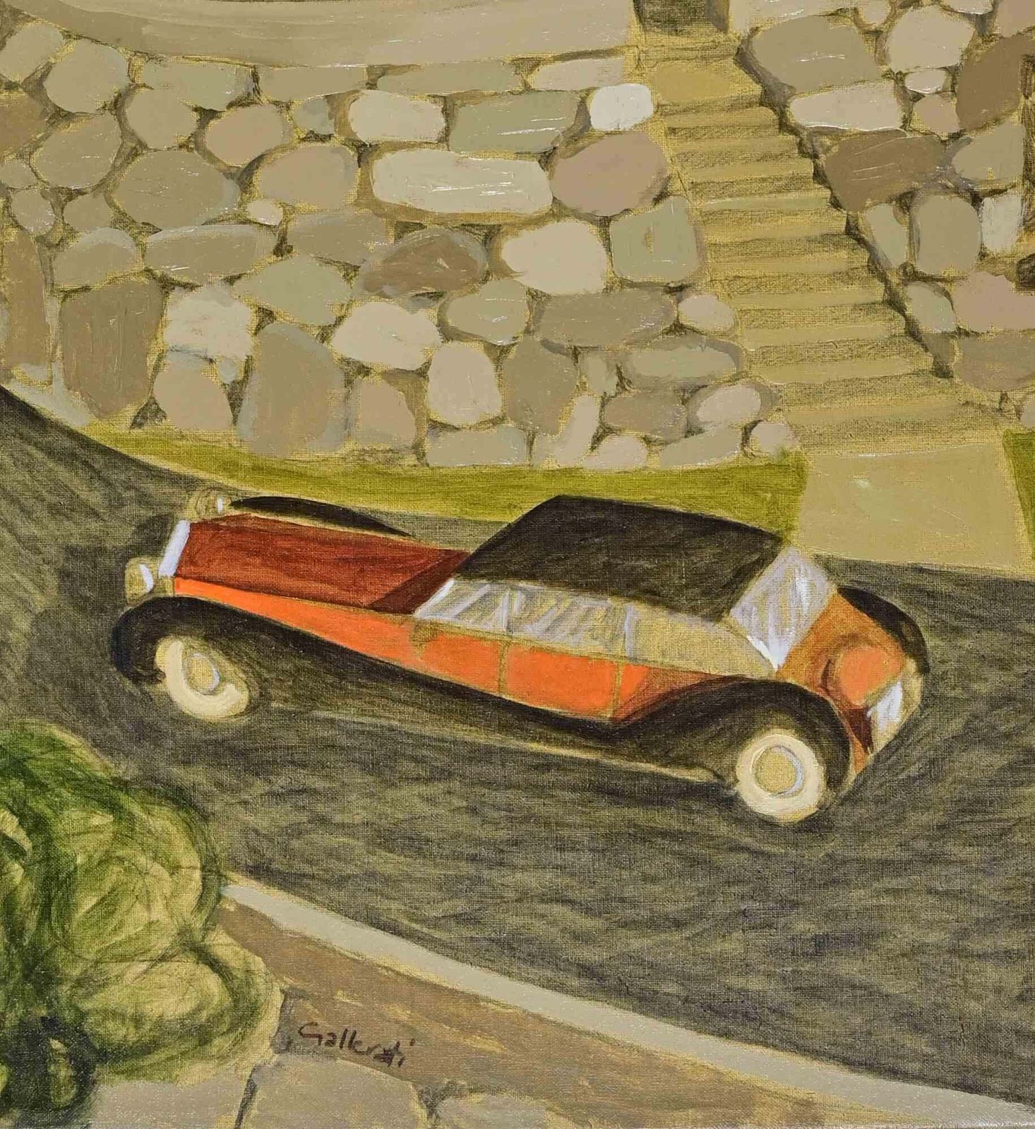 Alberto Galleratiliving Up There   Paint By Alberto Gallerati   1970s1970s photo for sale
