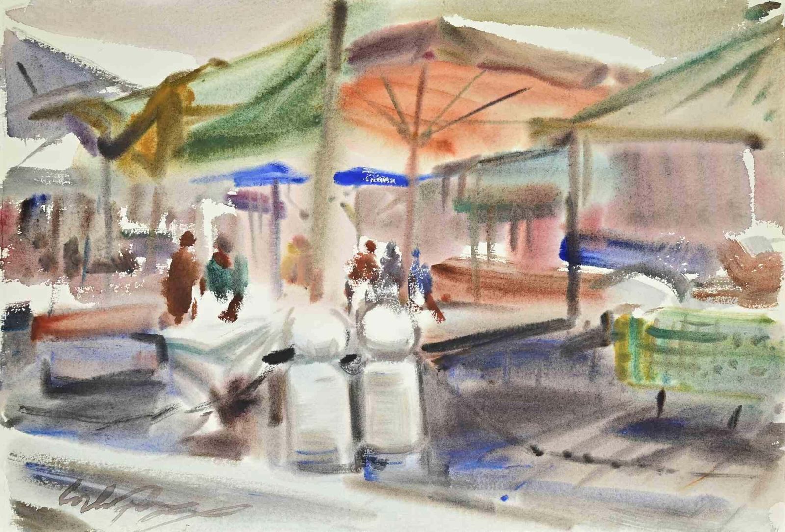 Carlo Ravagnanmarket   Drawing By Carlo Ravagnan   1970s1970s