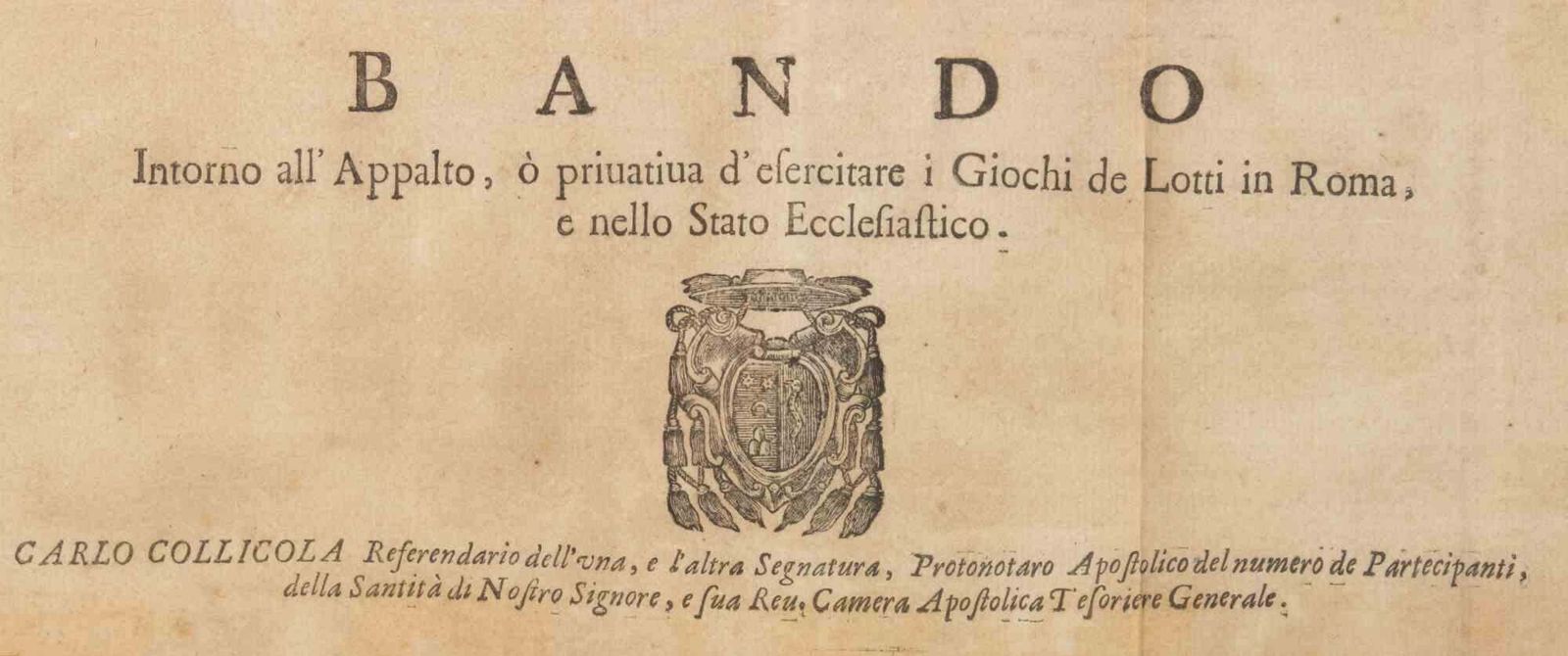 Unknownbando Intorno All'appalto Dei Giochi Dei Lotti In Roma   1725 Ca1725 Ca photo furniture