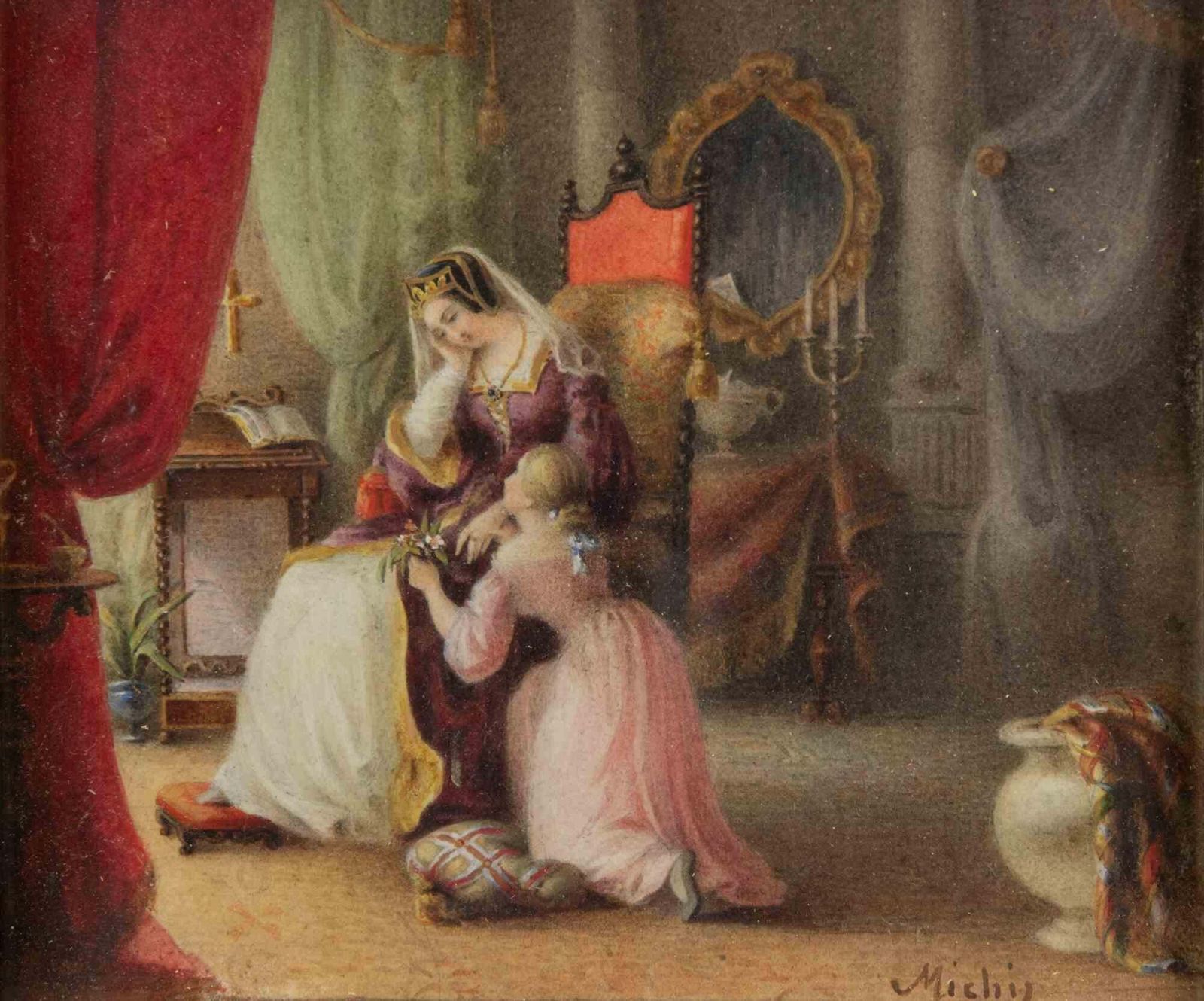 Pietro Michiscourtesan Scene   Paint By Pietro Michis   Late 19th Centurylate 19th Century photo Art