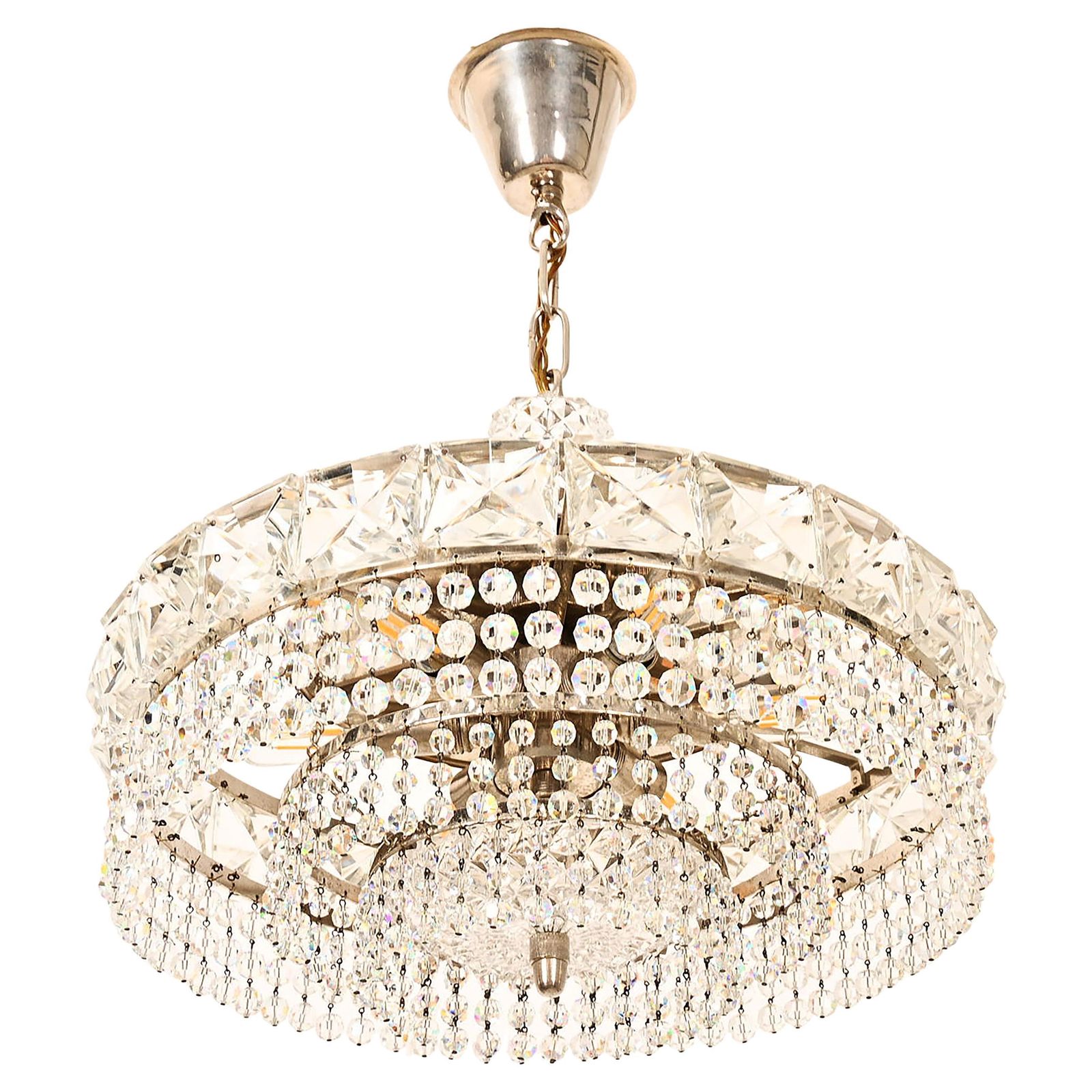 Nickel Plated Cut Crystal Chandelier