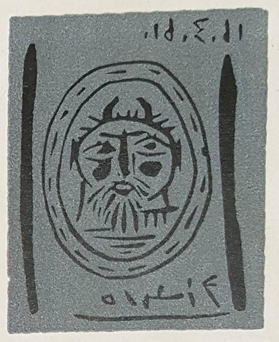 Pablo Picassofaun Head   Original Linocut (Invitation Card For Exhibition In Madoura Gallery) photo for sale