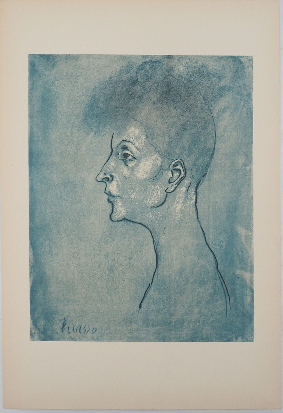 (After) Pablo Picassoblue Period: Portrait Of A Woman   Lithograph And Stencil, Signed1946