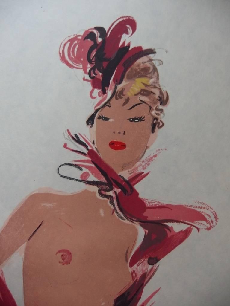 Jean Gabriel Domerguegirl In Red   Original Lithograph   Mourlot, 19561956 photo for sale