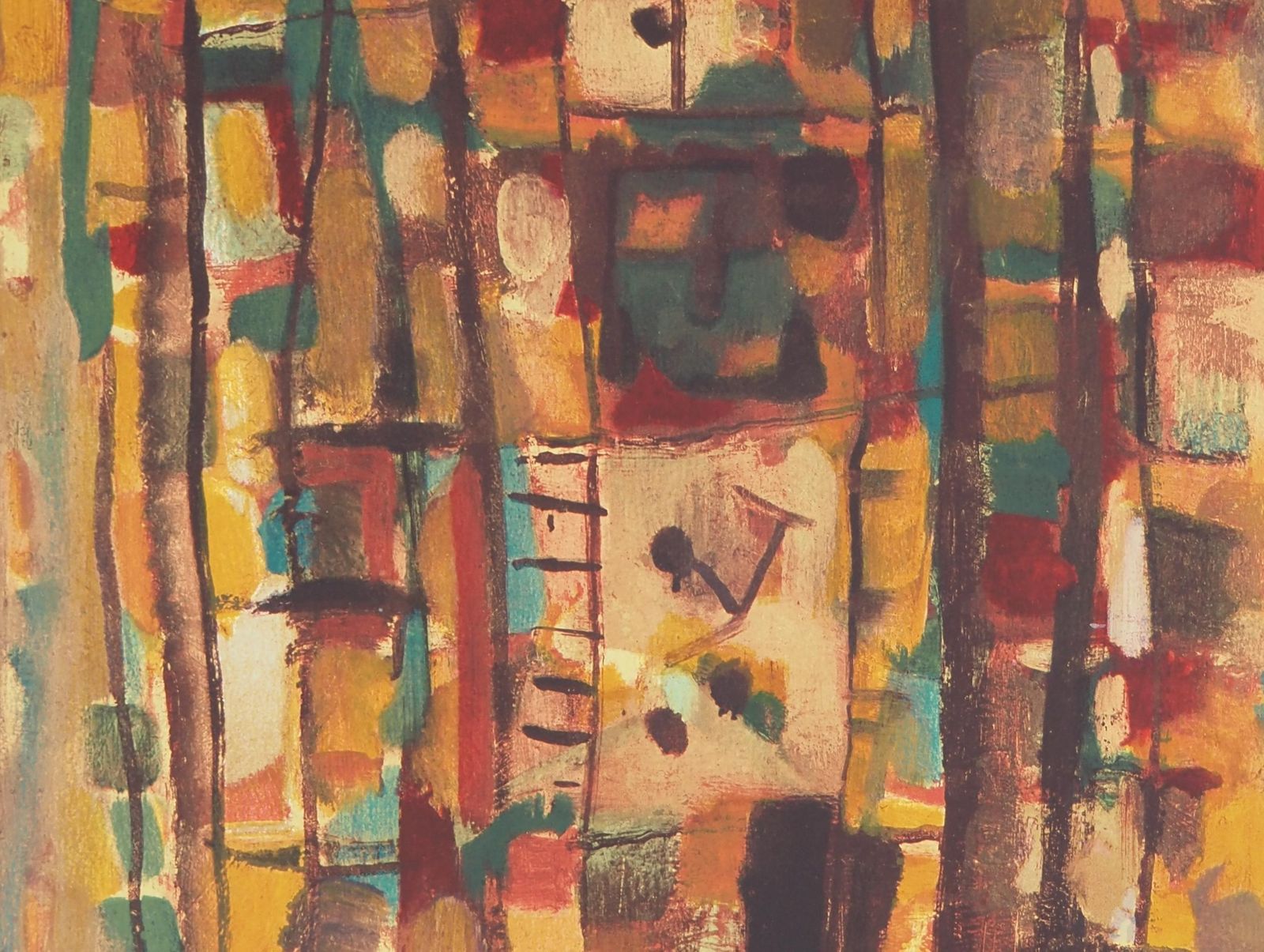 Roger Bissièreabstract Composition In Yellow   Lithograph, Mourlot1972 photo vinterior