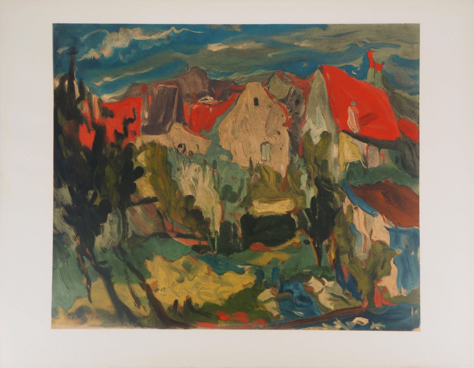 Chaïm Soutinefrench Riviera : View Of Cagnes   Lithograph, Mourlot1972