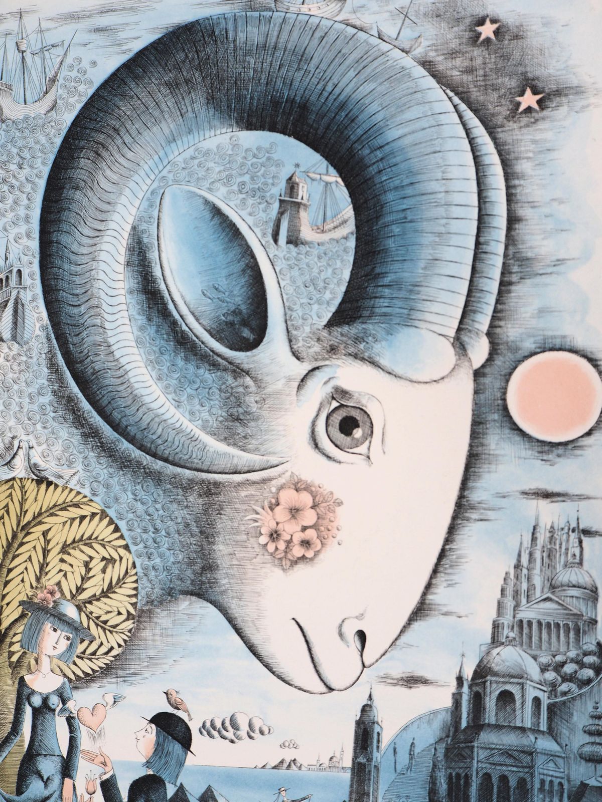 Raymond Peynetastrology, The Zodiac : Aries   Original Etching Handsigned, 19791979 photo 442.0