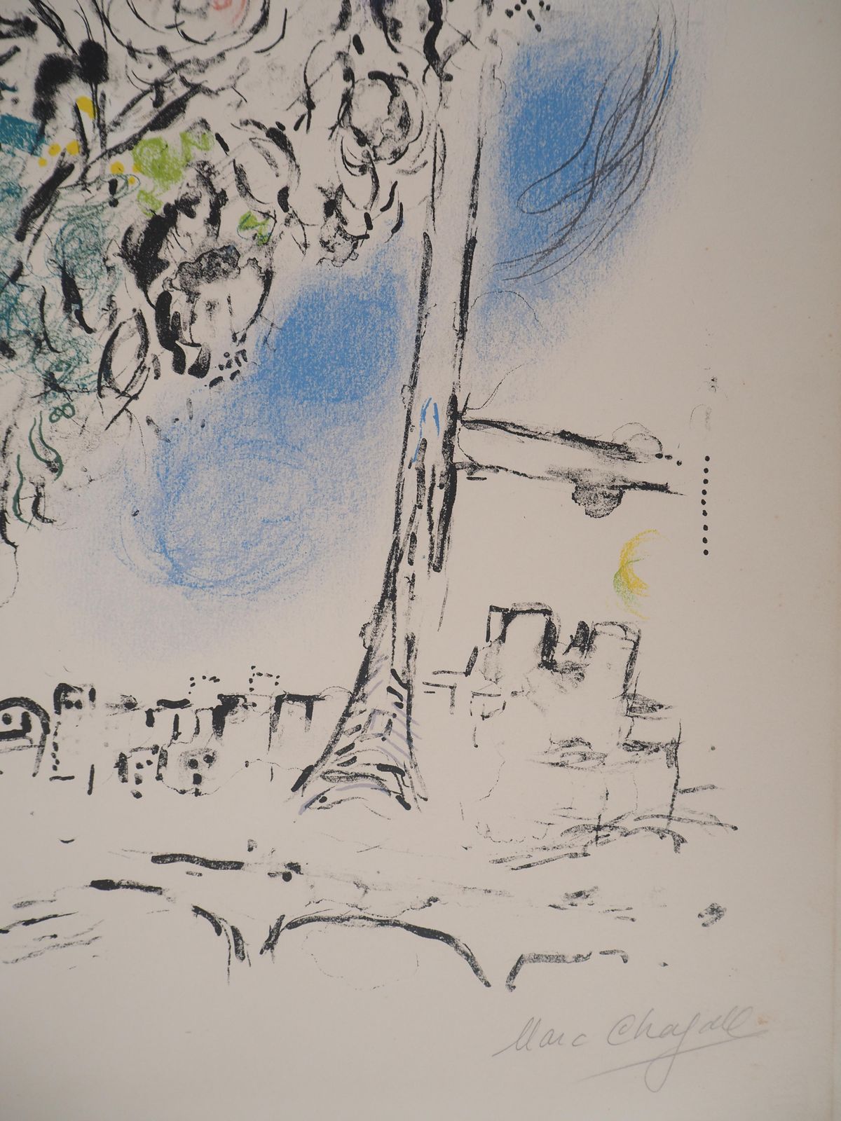 Marc Chagallgift Of Flowers & Eiffel Tower   Original Lithograph, Handsigned (Mourlot #417)1964 photo Art