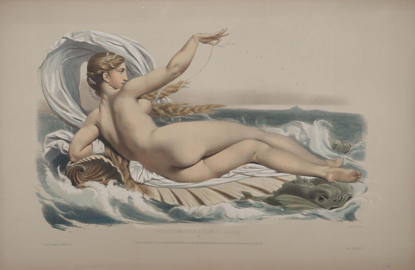 Joseph Felonthe Birth Of Venus   Original Lithograph And Watercolor