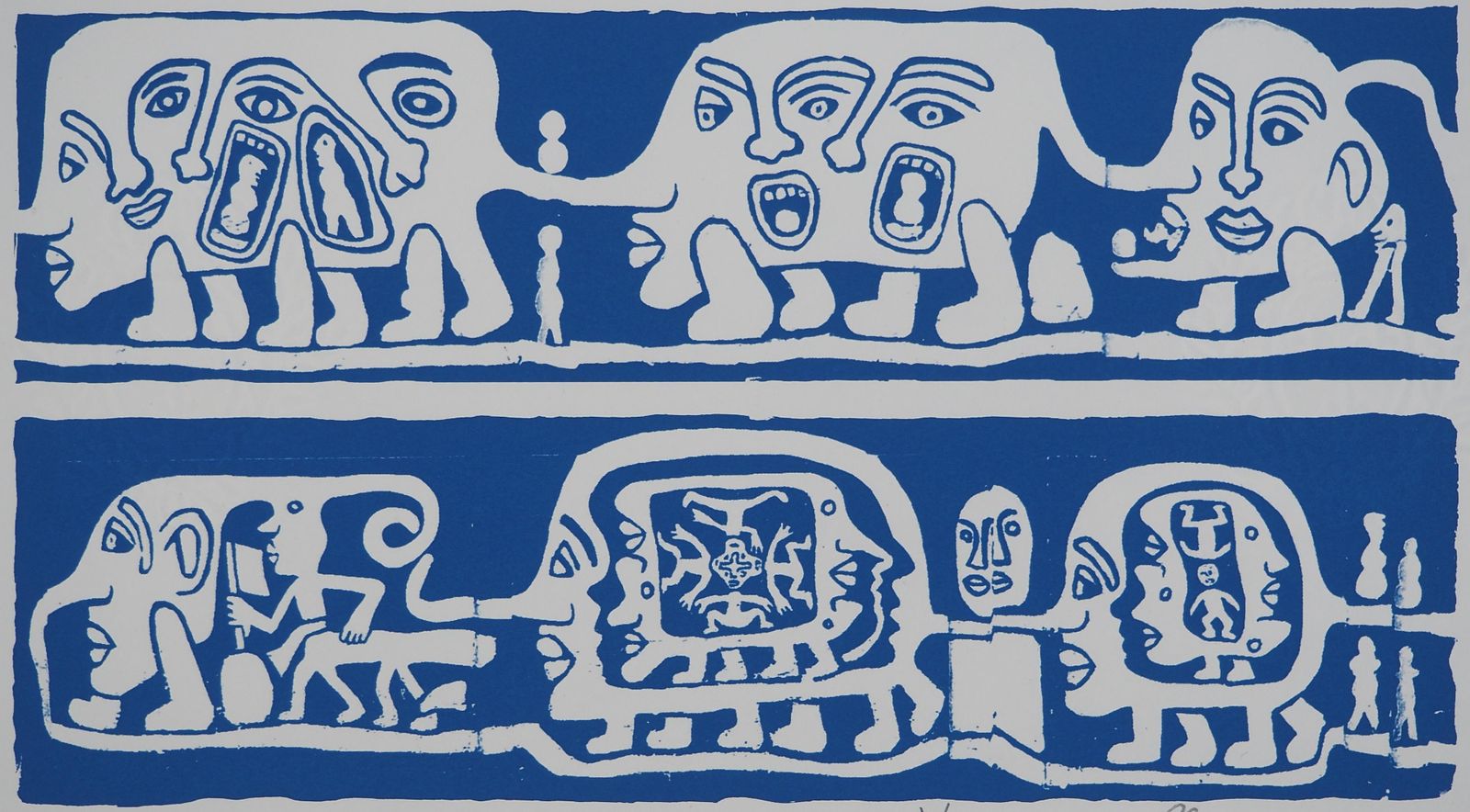 Yvon Taillandiercatitipede With Blue Faces   Original Handsigned Screen Print