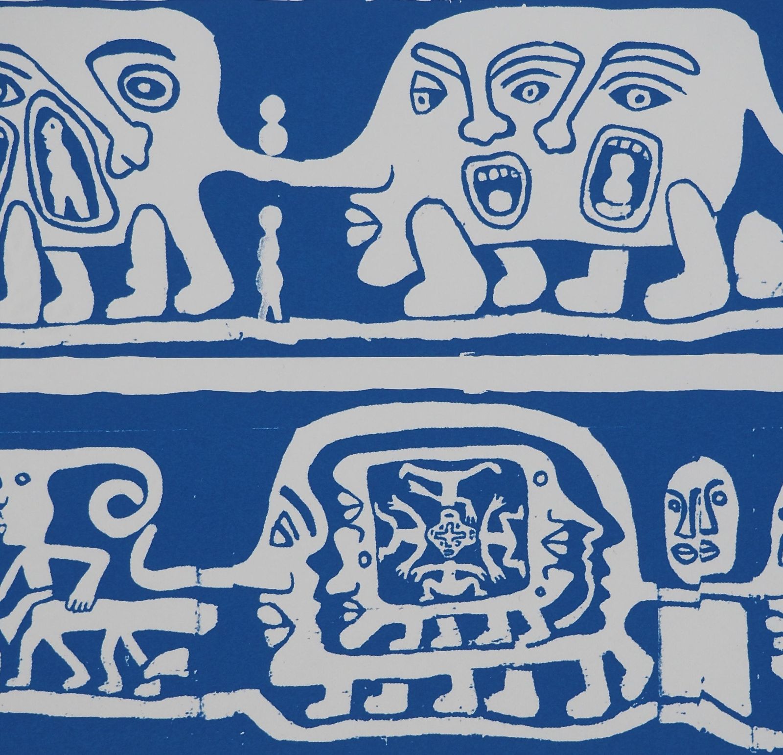 Yvon Taillandiercatitipede With Blue Faces   Original Handsigned Screen Print photo 177.0