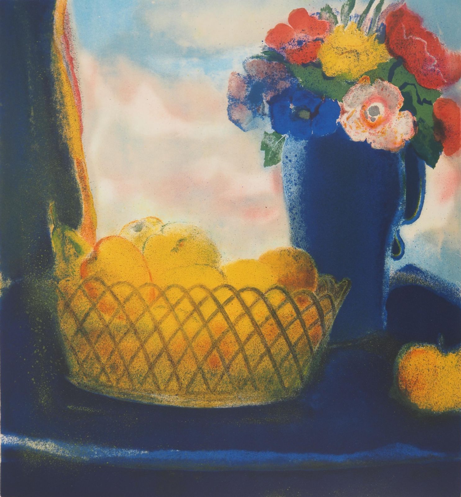 Pierre Garcia Fonsbasket Of Fruits And Bouquet Of Flowers   Original Lithograph, Signed photo vinterior