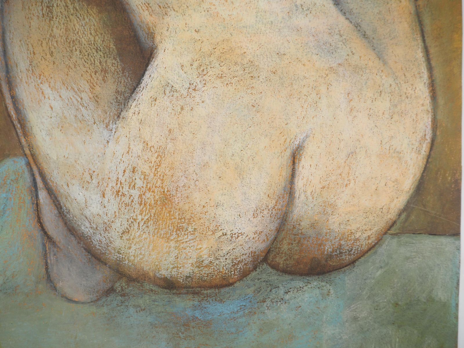 Claude Gaveaunude Woman From The Back   Original Handsigned Pastel Drawing photo vinterior
