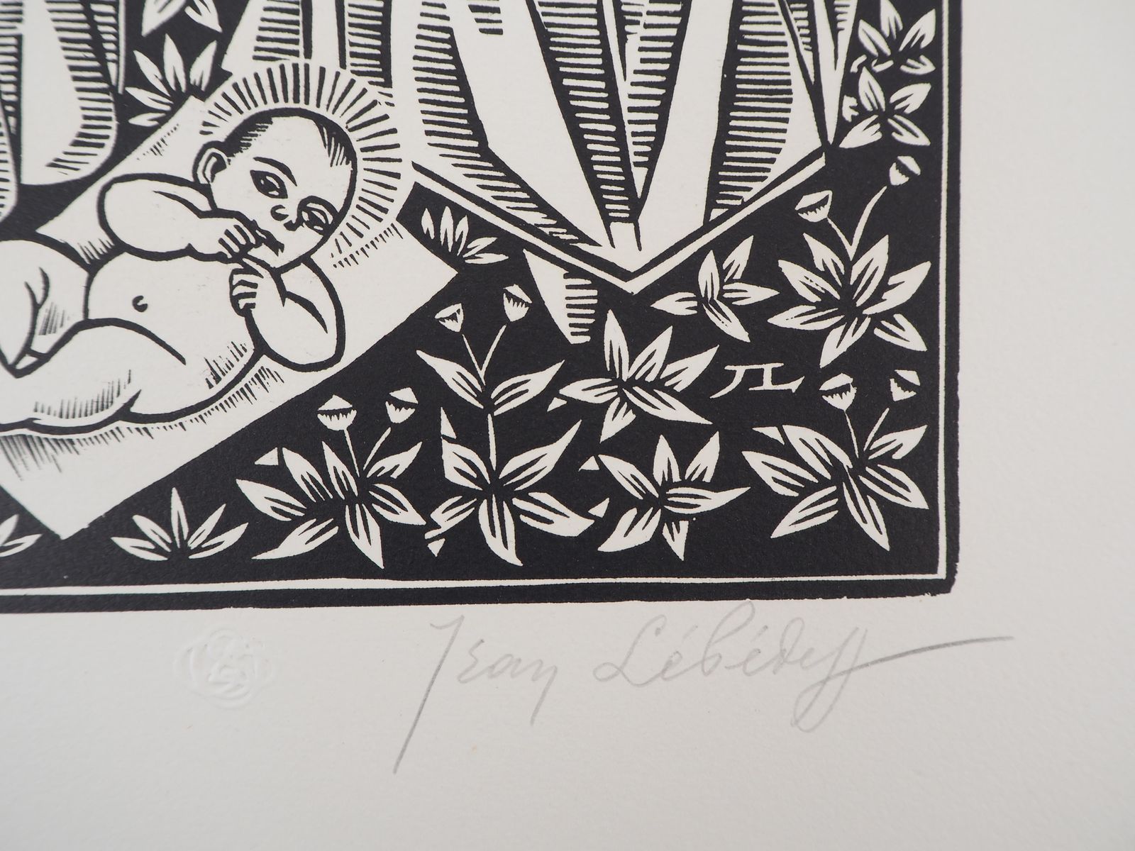 Jean Lebedeff Nativity With Donkey And Bull   Original Wooodcut, Handsigned & Numbered /1601926 photo vinterior