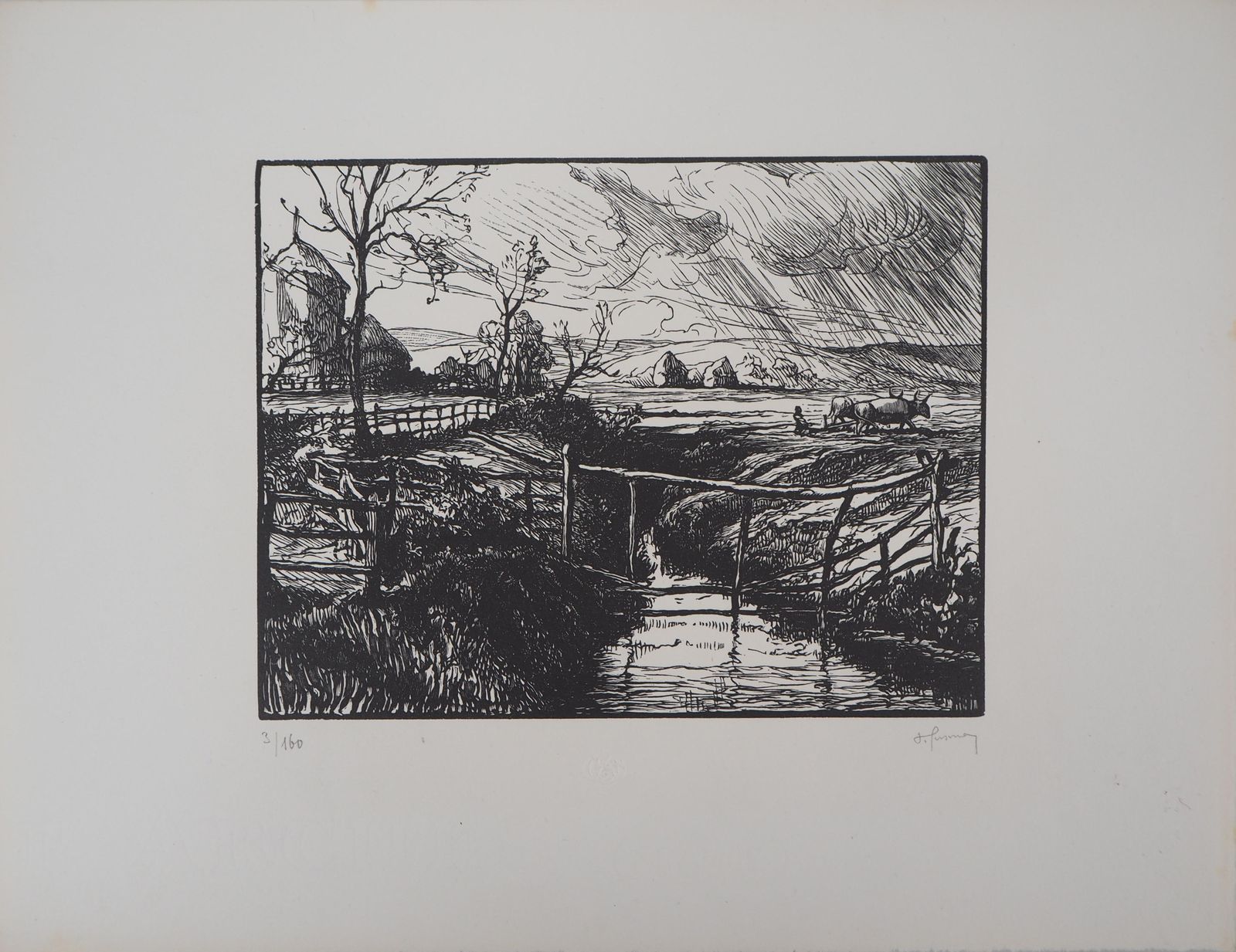 Pierre Gusmanitaly : Countryside Near Rome   Original Wooodcut, Handsigned1929 photo furniture