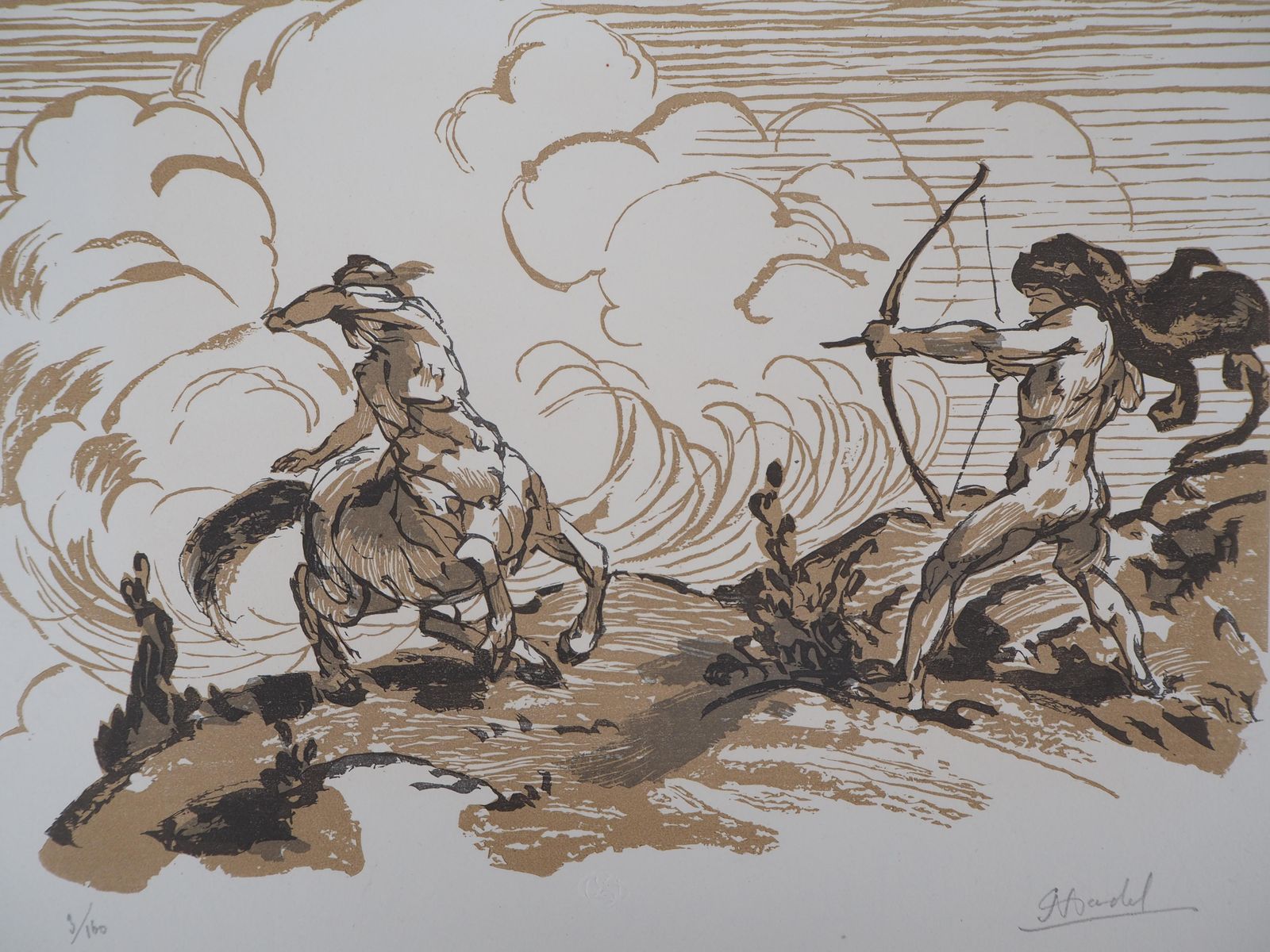 Jules Chadelmythology : Fight With A Centaur   Original Wooodcut, Handsigned & Numbered1929 photo furniture