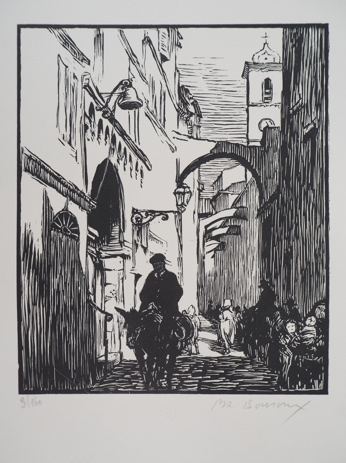 Paul Adrien Bourouxcorsica : Street In Bonifacio   Original Wooodcut, Handsigned & Numbered /1601926