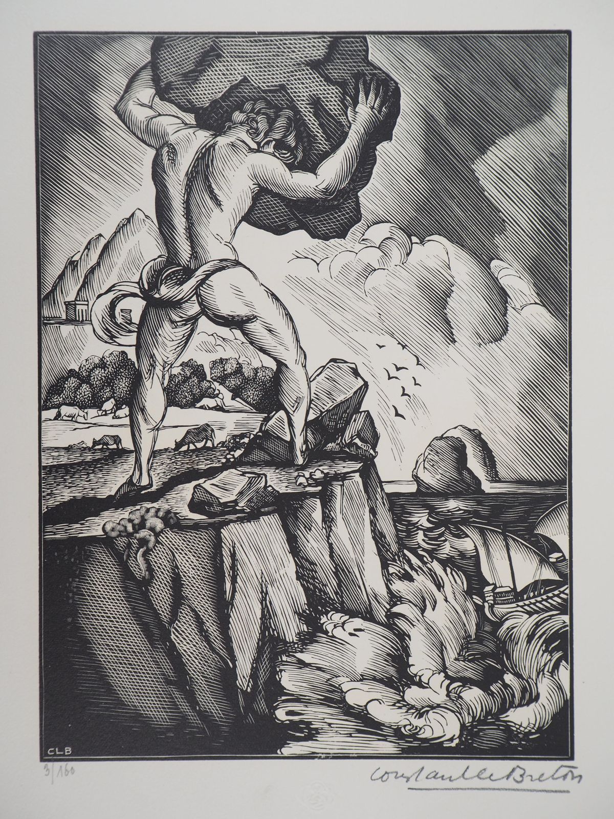 Daniel Girard Cyclop Polyphene And Ulysses   Original Wooodcut, Handsigned And Numbered / 1601925 photo furniture