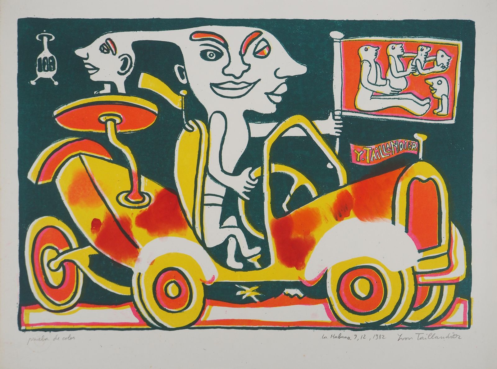 Yvon Taillandierthe Traveller, Havana, 1982   Original Handsigned Screen Print1982