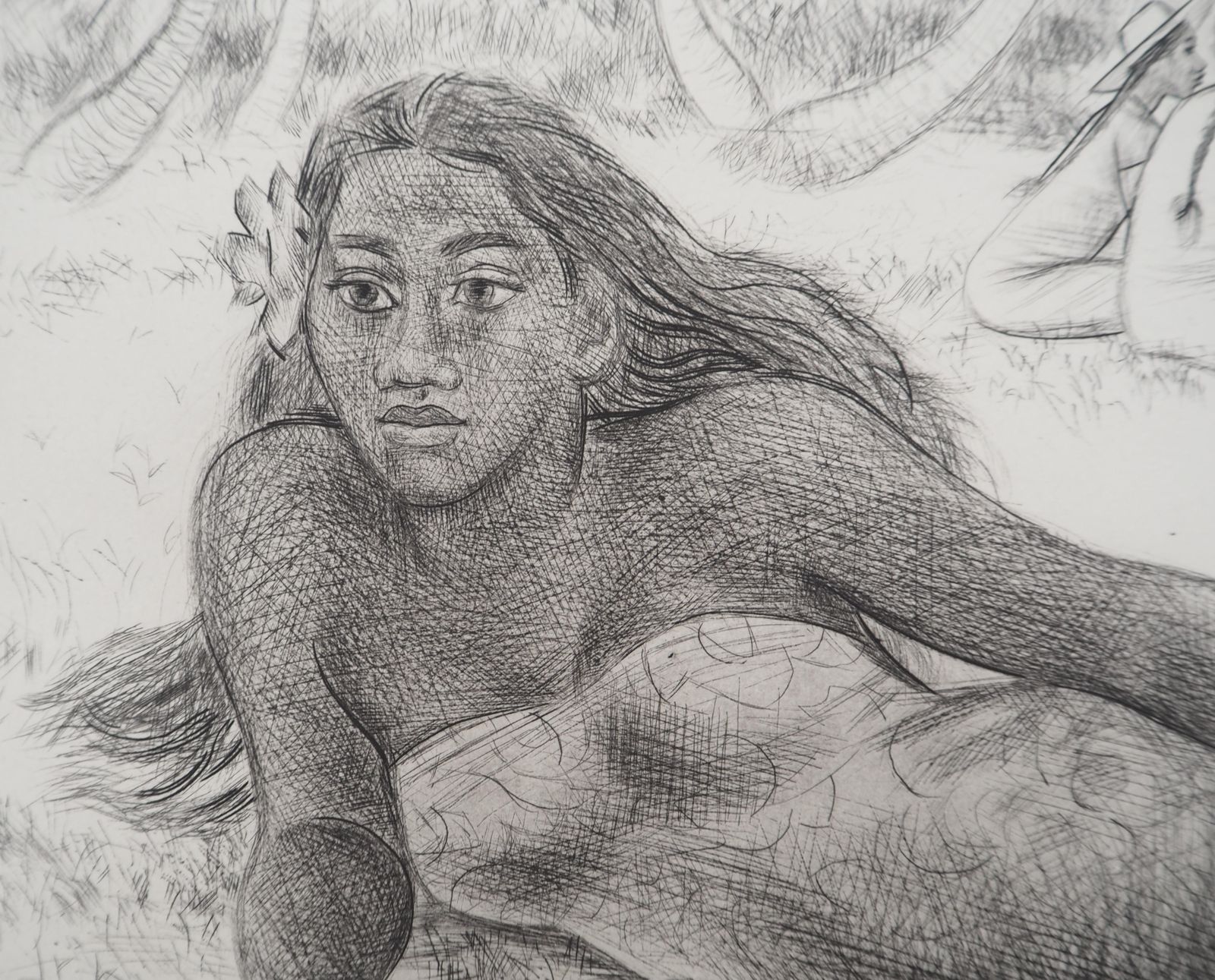 Jacques Boullairetribute To Gauguin : Tahitian Woman   Original Etching photo Art