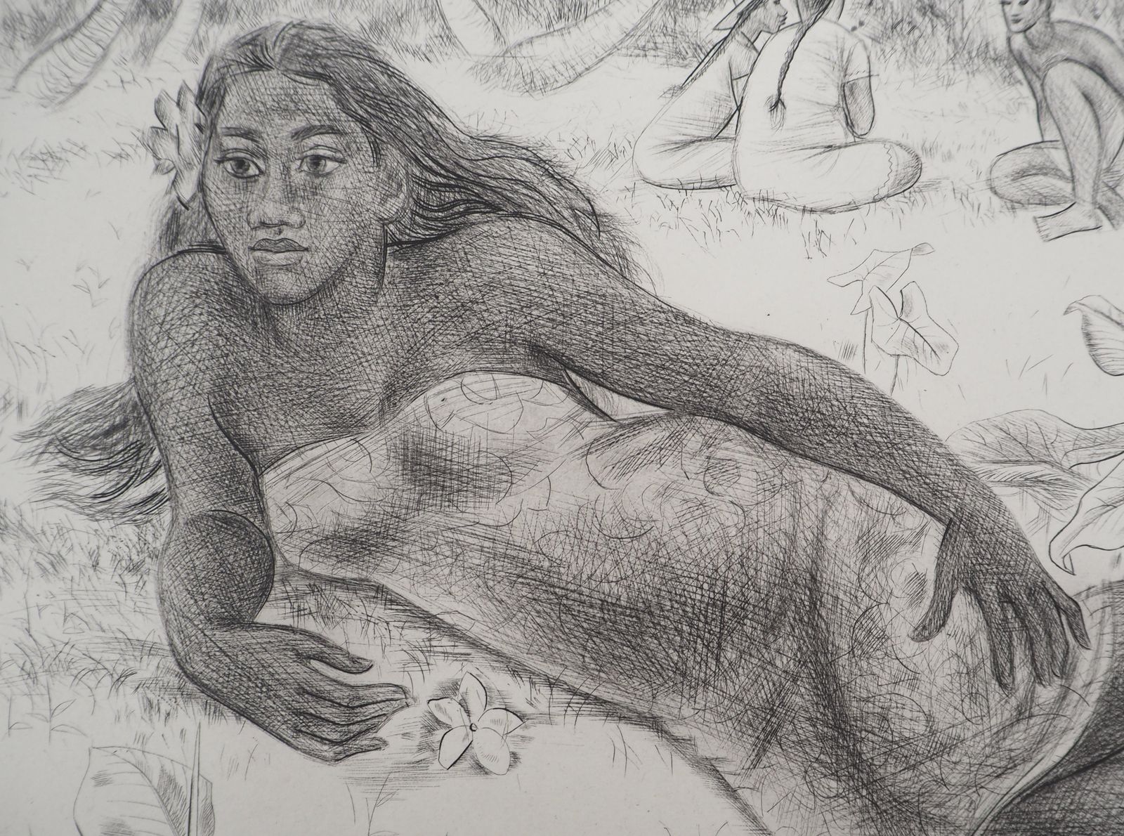 Jacques Boullairetribute To Gauguin : Tahitian Woman   Original Etching photo vinterior