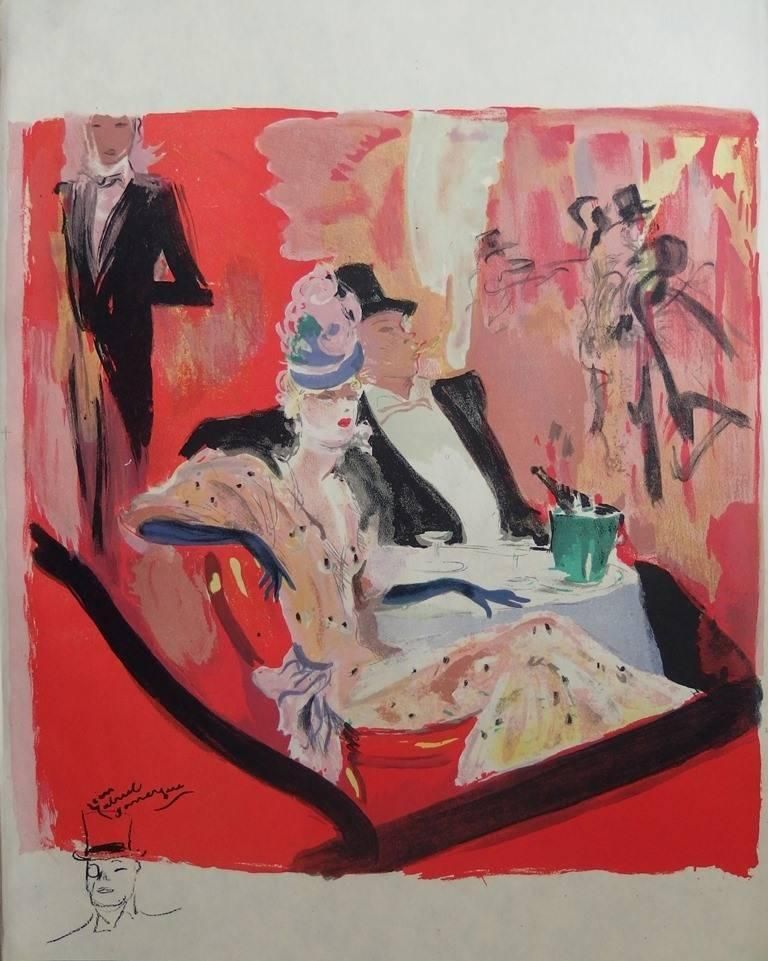 Jean Gabriel Domergueparis : Going At Maxim's Cafe   Original Lithograph   Mourlot, 19561956