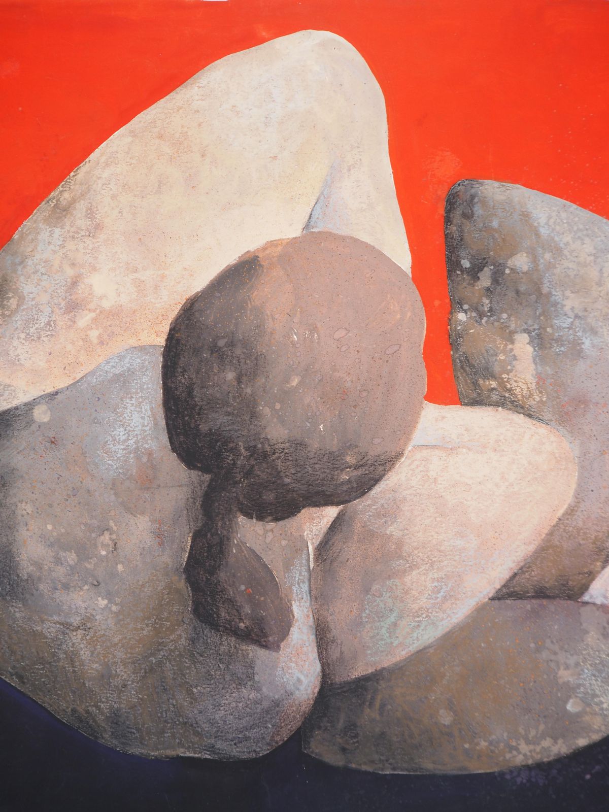 Claude Gaveausoft Rock : Sleeping Model On Red Background   Original Handsigned Painting photo 520.0