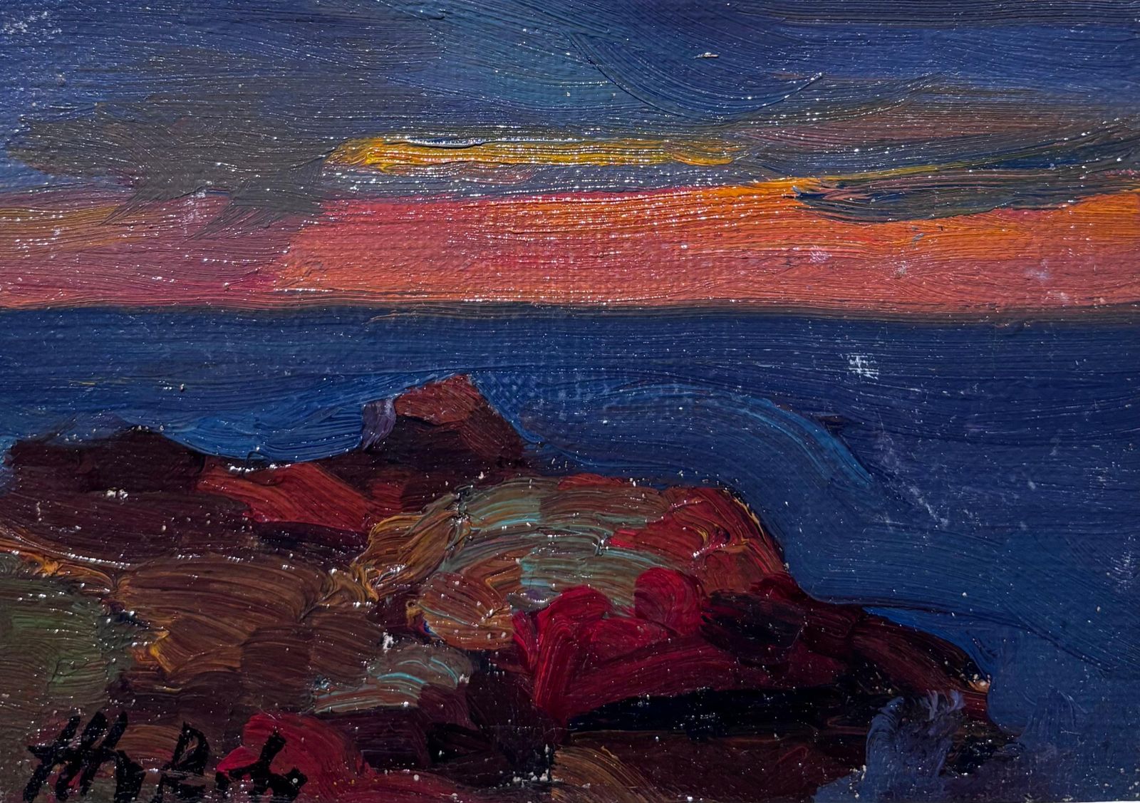 Vladimir Joukov"Tramonto" Olio Su Tela Cm. Q8 X 14  19501950 photo furniture