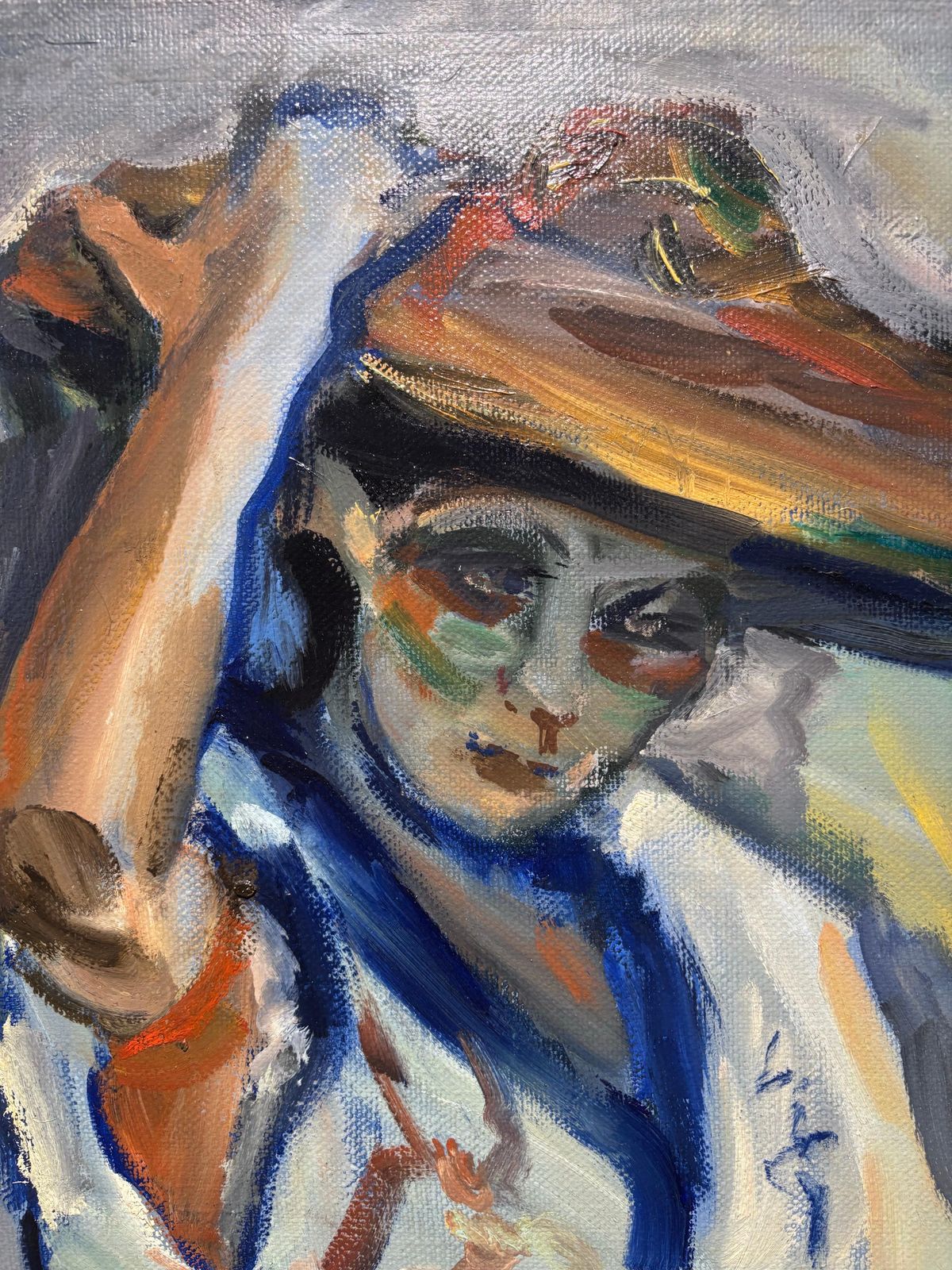 Edgardo Corbelli"Giuliana Con Cappello" Olio Su Tela Cm. 50 X 60 19761976 photo vinterior