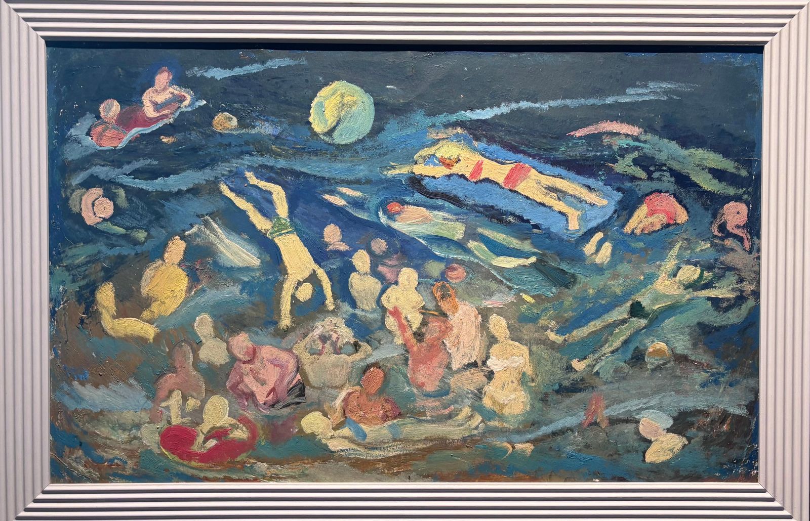 Nikolaj Ivanovic Teresenko"Giochi D'acqua" Olio Su Cartone Cm. 78 X 50 1970