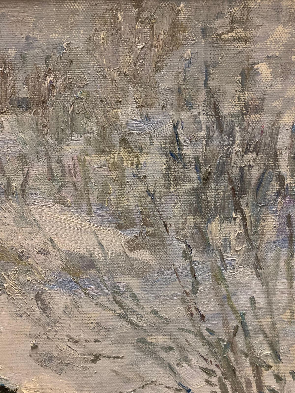 Georgij Moroz"Winter Stream"Oil Cm. 85 X 76 Snow, White, Winter1006 photo Art