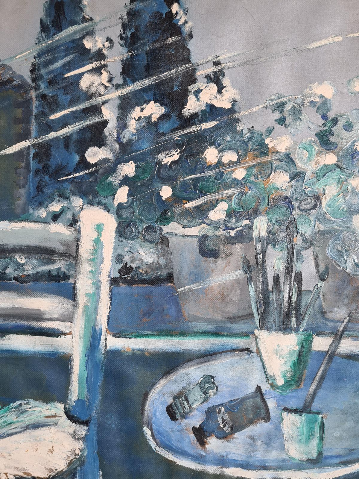 Mid Century Modern, The Artists Atelier, Symphony In Blue By Maurice Ferdinand Perrot From The 1960s photo vinterior