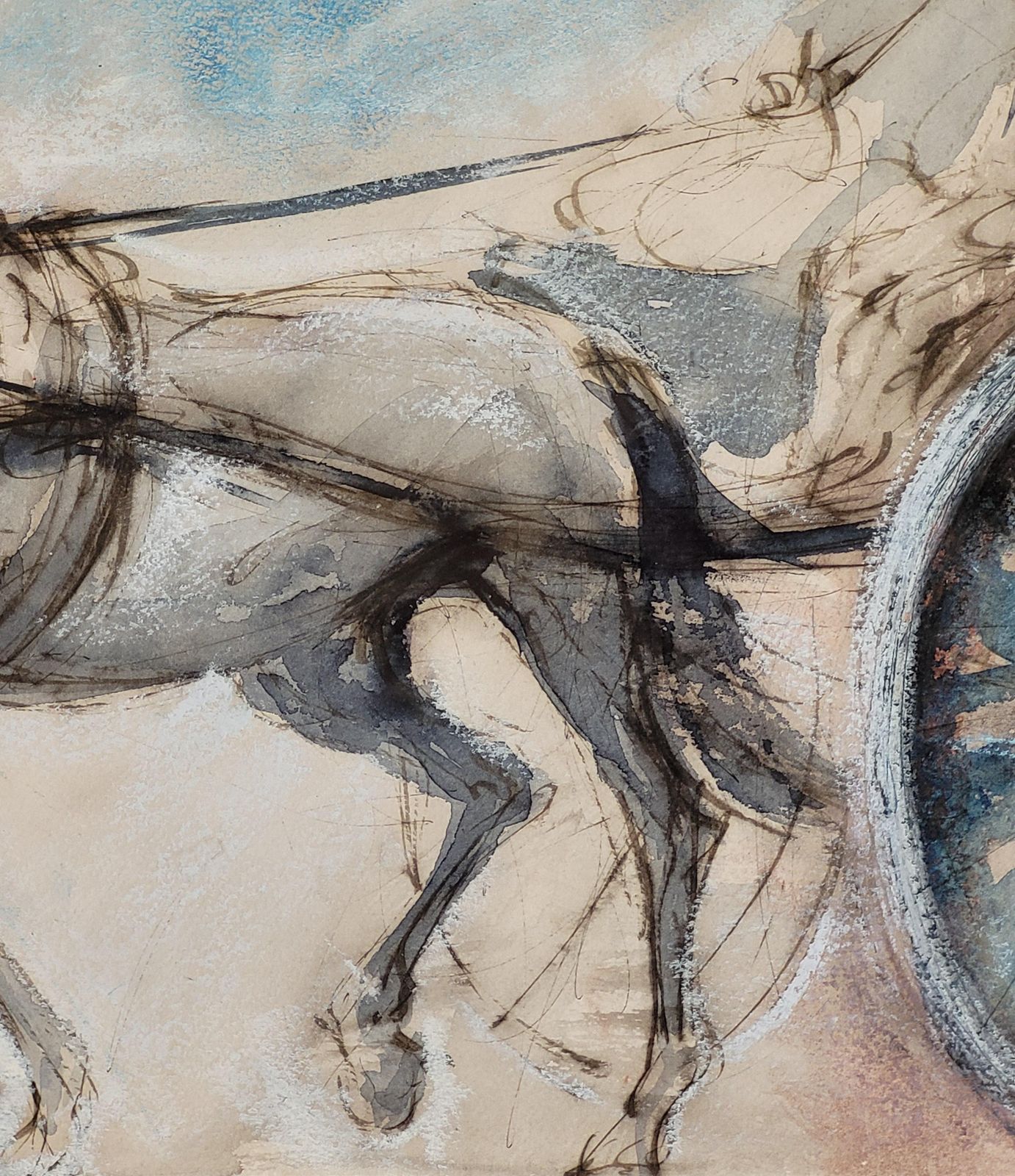 Horse And Trap. Gouache And Watercolour From The 1920s photo buy