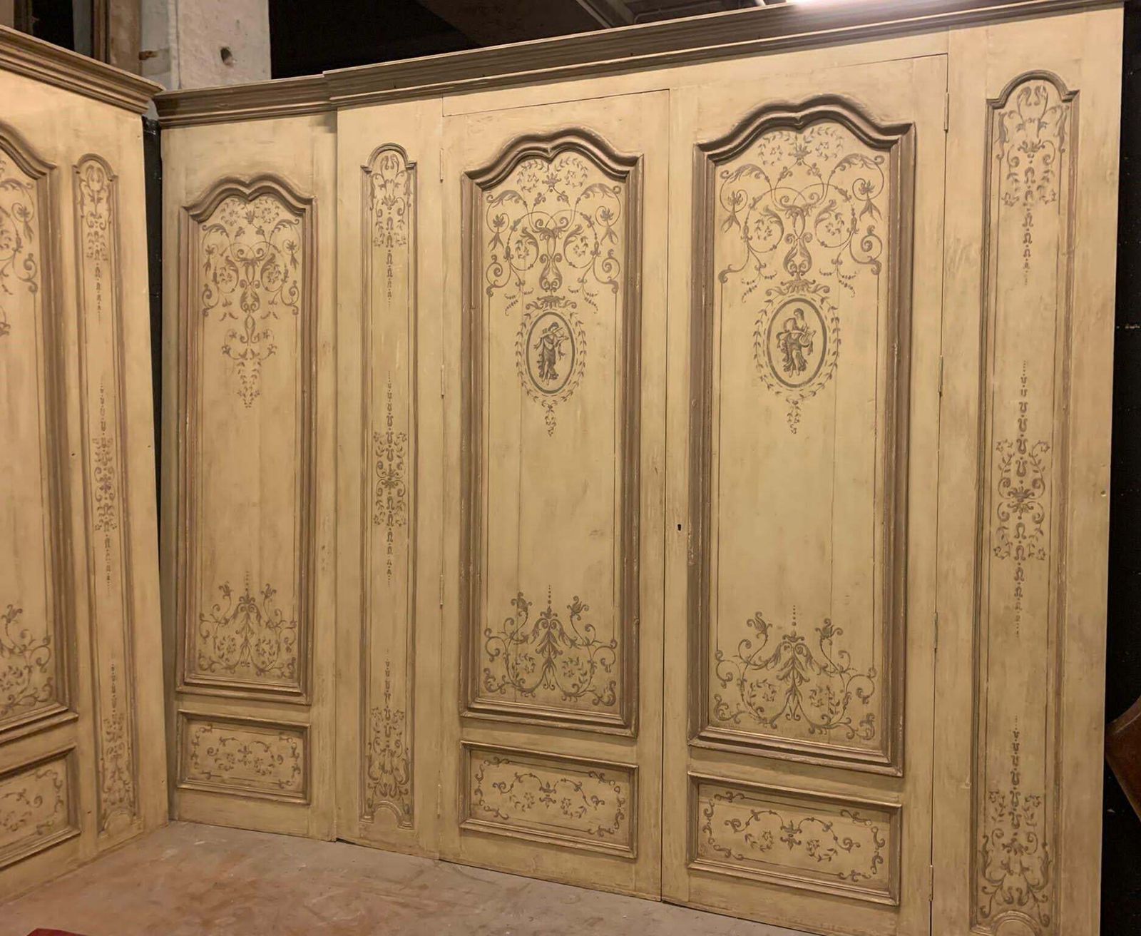 Lacquered Wood Wall Paneling Boiserie Complete With Two Doors, France photo vinterior