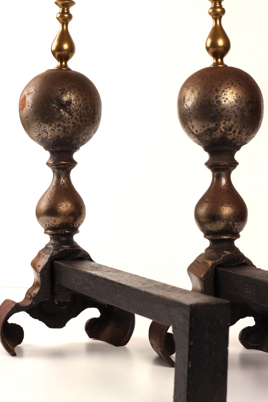 Victorian 19th Century Iron, Brass, And Steel Firedogs / Andirons photo Home Fixtures