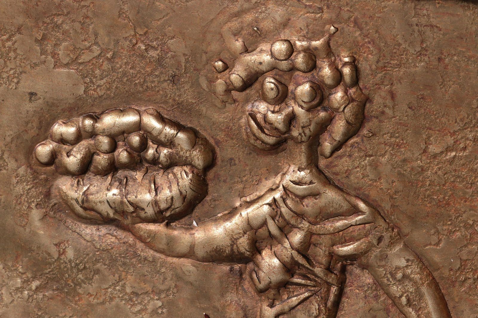 Sculptural Hammered Copper Mirror Attributed To Angelo Bragalini" photo vinterior