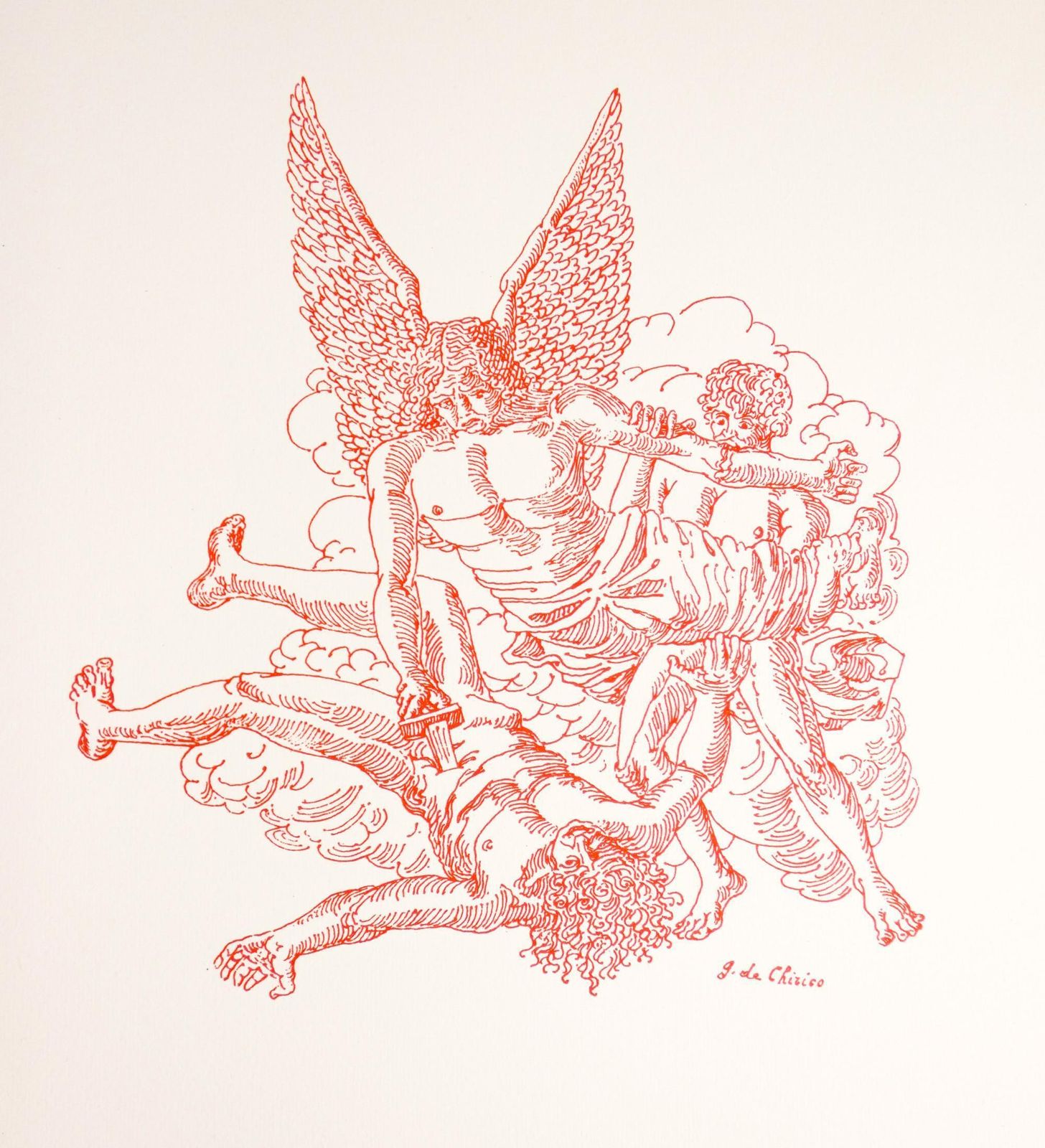 Apocalypse Of S. John With 22 Drawings By Giorgio De Chirico, Autographed photo vinterior