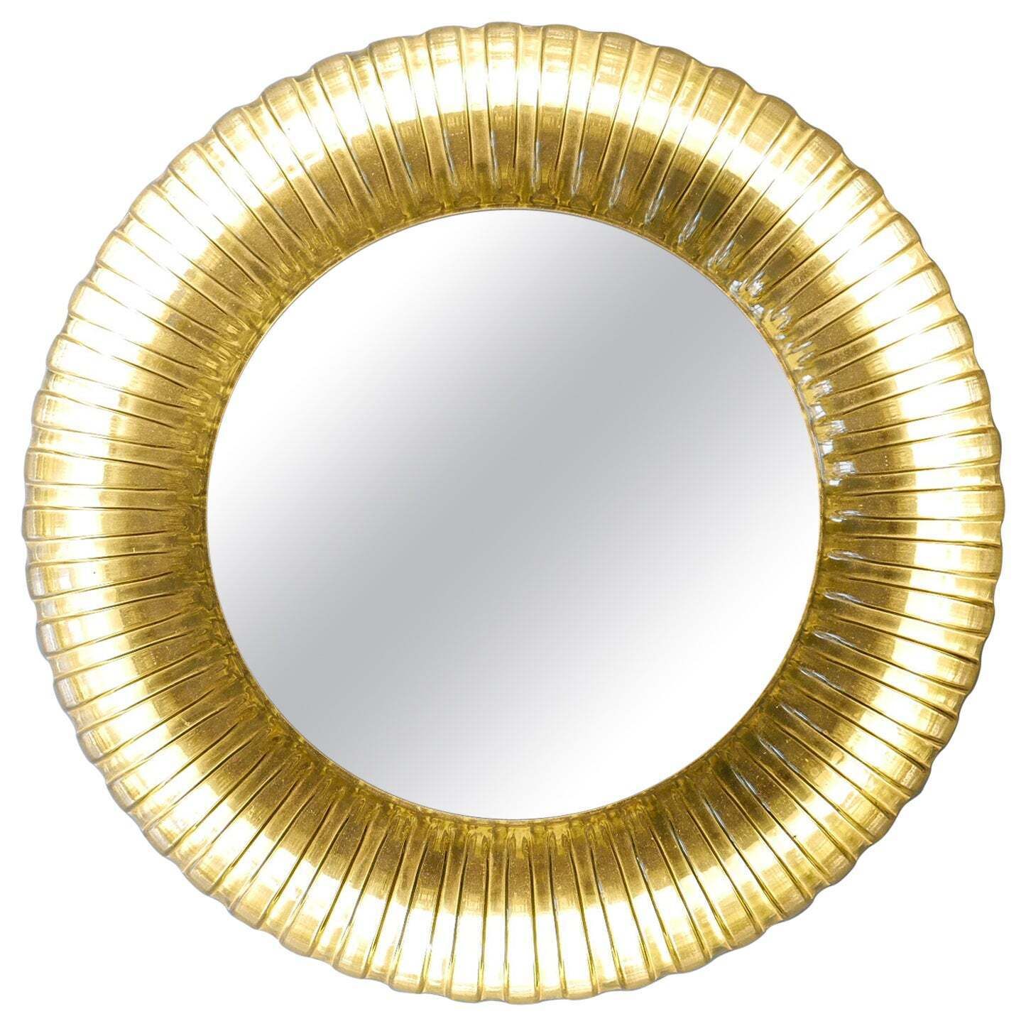 Rare & Decorative Mid Century Modern Glass Backlit Wall Mirror Germany 1960s