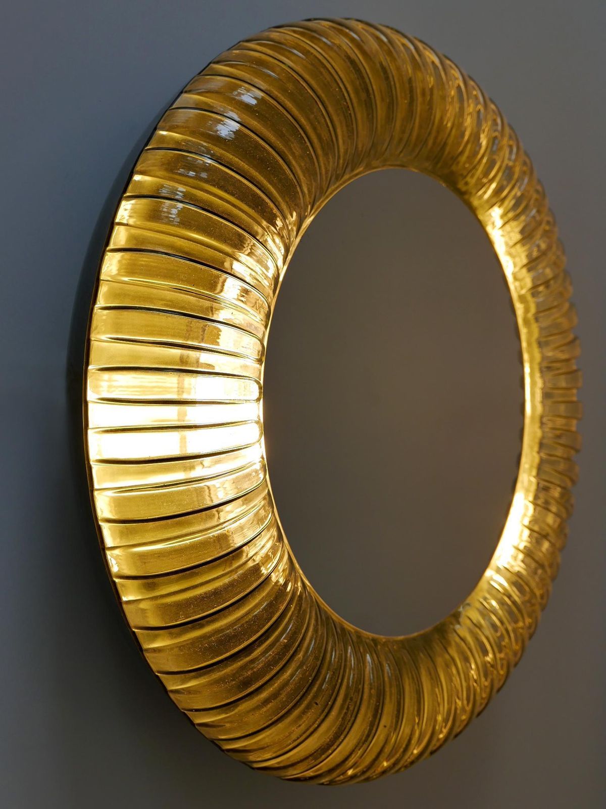 photo vinterior Rare & Decorative Mid Century Modern Glass Backlit Wall Mirror Germany 1960s